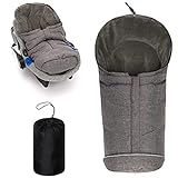 Zamboo Universal Fußsack Daunen für Babyschale und Babywanne - Winterfußsack für 3- oder 5-Punkt-Gurt, extra leicht und warm, mit Kapuze und Tasche - G