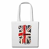 Reifen-Markt Tasche Umhängetasche ENGLAND FLAGGE MANCHESTER ENGLISCHE FAHNE VEREINIGTES KÖNIGREICH CHARLOTTE LONDON UNITED Einkaufstasche Schulbeutel Turnbeutel in Weiß