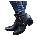 Hotberry Stiefeletten Damen Cowboystiefel Retro Roman Wedges Kurze Stiefel Herbst Winter Ankle Boots für Frauen Schlupfstiefel Kurzschaft Stiefel rutschfest Reitstiefel W