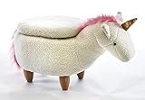 Kobolo Hocker Tierhocker Kinderhocker Fußhocker Einhorn mit Staufach weiß rosa M