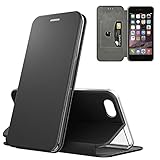 N NEWTOP Schutzhülle kompatibel mit iPhone 7/8 / SE 2020, Magnetverschluss 360 Kapseln, Flip-Cover für Kreditkarten, aus PU-Leder, innen Standfunktion (schwarz)