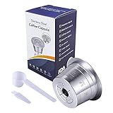Wiederbefüllbare Kaffeekapsel aus Edelstahl, Nespresso Kaffeekapsel, Wiederverwendbare Refill-Kapsel Kaffeefilter für Caffitaly Tchibo mit Löffel Reinigungsbürste (1 Löffel + 1 Bürste+1 Kapseln)