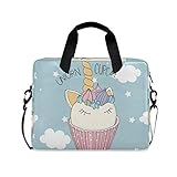 Laptp Case Blau Tier Einhorn Cupcake Laptop Tasche 15,6 Zoll 360° Schutz Computer Tasche mit Schultergurt für Männer F