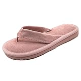 Harssidanzar Damen Indoor/Household und Outdoor Wildleder Leder Flip-Flop Sandalen Leder Damen Zehentrenner Upgrade GL211EU,Rose,Schuhgröße 37