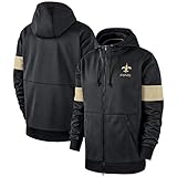 LELEHoodies Herren Full Zip Sweatshirt for New Orleans Saints Herbst Splicing American Football Kapuzenpulli (Color : Black, Size : XXXL)