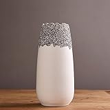 Cutfouwe Vase für Pampasgras Schwarz/Weiß,Hoch Blumenvasen Aus Keramik,Handmade Vasen Hochzeit Tischdeko,Wohnzimmer Büro Deko Modern Kreative Flaschenmund Dekozweige Trockenblumen,Weiß