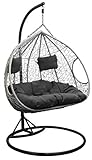 Trendyshop365 XXL Hängesessel mit Gestell für 2 Personen Hängeliege Korb inkl. Polster ideal für Garten, Balkon & Loung