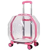 KaiLangDe Trolley für Haustiere Reisetasche Tragetasche mit Griff und 4 Rädern zum Transport von Hunden Katzen Haustieren und Zubehör Deluxe Rucksack Reisetasche für Haustiere (Color : Pink A)