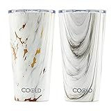 COOLD Design Thermobecher Isolierbecher Kaffeebecher to go - 450ml - Trinkbecher aus Edelstahl mit schönem Muster - Autobecher doppelwand Isolierung - Thermo Becher - Travel Mug (Grau)