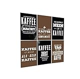 Kühlschrankmagnete 6er Set Kaffee Deko | Lustige Sprüche | Kühlschrank Magnet | Geschenk - Idee | Inkl. Haushalt Organizer: Clean & Dirty Magnet für Spü