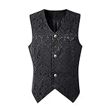 Binggong Herren Steampunk Gothic Weste Smoking Anzugweste Männer Mittelalter Kostüm Karneval Waistcoat West Vintage Cosplay Vest O