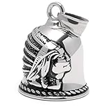 Schmuck-Checker Hochwertige Biker-Bell aus Edelstahl Tiger Löwe Totenkopf Drache Kreuz Maske Silber Motorrad Glücksglocke Geschenk Bikerschmuck Motorradschmuck Glücksbringer Herren Männer (Indianer)