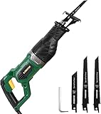 Säbelsäge, TECCPO Professional 1050W Säbelsäge 240V mit 2500 SPM, Schnitttiefe: 150 mm (Holz), 5 mm (Metall), Schnitthub 28 mm, 3 austauschbare Sägeb