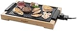 Bestron AG2000BB Teppanyaki Grillplatte mit Bambusgehäuse, Elektrischer Tischgrill mit Antihaftbeschichtung, 2.000 Watt, Schwarz, M