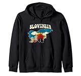 Slowenien Vintage Slowenische Landkarte Regenbogen Retro 70er Jahre Karte Kapuzenjack