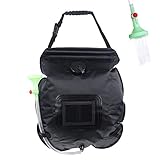 GYAM Solarbetriebener Camping-Dusche komplett mit Hochleistungs-20L-PVC-Tasche, Langer Flexibler Schlauch und Einstellbarer Duschkopf und Temperaturanzeige-Thermometer,Schw
