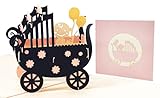 LIMAH® Pop Up Glückwunschkarte für Mädchen zur Geburt, Baby-Karte Geburtstagskarte für Neugeborene. Mit einem 3D Kinderwagen und Baby. Its a Girl (rosa)