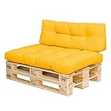 Royal Schneider Palettenkissen Set Palettensofa Palettenpolster 120x80cm 6R LS Sitzkissen Rückenkissen, 2er Set, 500-40 Gelb