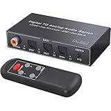 DAC Konverter LiNKFOR 192Khz DAC Wandler Switch, 3x SPDIF + 1x Koaxial Eingang; 3,5 mm + SPDIF + Koaxial Ausgang, Digital Audio Converter mit IR Fernbedienung, Optischem Koaxialkab