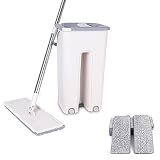 Flach Mopp mit Eimer Set - Bodenwischer mit 10 Mikrofaser Wischpads,Wischmop mit Putzeimer Set mit auswringfunktion und Eimersystem für Bodenreinigungs (Wischmop mit Putzeimer)
