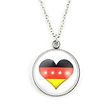 SCHMUCKZUCKER Kette Damen Silber mit Großem Anhänger Motiv Deutschland Flagge Herz Edelstahl Fanartikel - Kreiert in Deutschland 45