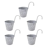 Cabilock 5 Pcs Retro Hängende Blumentöpfe Metall Eisen Blumentopf Vase Balkon Garten Geländer Pflanzer Hängen Metall Eimer Pflanzen Halter Set Künstliche Blume Töpfe Vase Dek