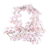 HUAESIN 2 Pcs 1.8m Künstliche Girlande Kirschblüten Kunstblumen Hängend Blumen Rosa Blumengirlande Hängepflanzen für Hochzeit Fahrrad Wand Balkon Garten H