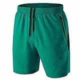 Herren Sport Shorts Kurze Hose Schnell Trocknend Sporthose Leicht mit Reißverschlusstasche(Grün,EU-XL/US-L)