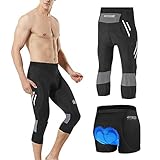 MEETWEE Herren 3/4 Radhose Fahrradhose, Kompression Radlerhose Leggings Radsport Hose für Männer Elastische Atmungsaktive 3D Schwamm Sitzp