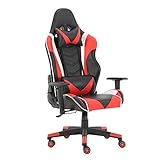 BlueOcean Möbel Gaming Stuhl Büro Ergonomischer Schreibtischstuhl Einstellbare Höhe Chefsessel Drehstuhl Konferenz Arbeit Computer Stuhl mit Lendenwirbel- und Kopfkissen für Erw