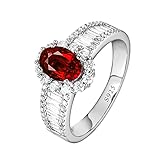 KnSam Damen Ring, Ring Frau 925 Silver Silber Ringe verlobung 925 Silber luxuriös Ring mit Kostenlos Gravur für Damen Frau mit Rot Zirkonia Silber B