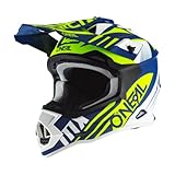 O'NEAL | Motocross-Helm | MX Enduro | ABS-Schale, Sicherheitsnorm ECE 22.05, Lüftungsöffnungen für optimale Belüftung & Kühlung | 2SRS Helmet Spyde 2.0 | Erwachsene | Blau Weiß Gelb | Größe M