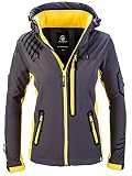 Rock Creek Damen Softshell Jacke Windbreaker Regenjacke Übergangsjacke Softshelljacke Damenjacke Regenmantel Outdoorjacke Kapuze D-402 Grau XXL
