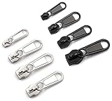 Mecmbj 32 Stück Reißverschluss Schieber Ersatz, Metall Reißverschluss Zipper Anhänger Reißverschluss Reparatursatz für Jacken Taschen Zelte Gepäck Koffer DIY Kleidung (4 Größen, Schwarz und Silber)