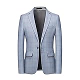 QFWCJ Herren Blazer Brit Style Karierter Blazer Manly Hochzeit Business Casual Anzug Mantel Street Social Coat/m-6xl (Color : Blue, Size : 5XL code)