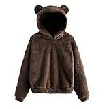 VICIKON Damen Winterjacke Pulli Sweater Damen Oversized Teddy Mantel Damen Hoodies Für Damen Vintage Wintermantel Damen Warm Wintermantel Damen Casual Langarm Top Outwear Women's Sw