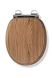 Croydex Always Fits Toilettensitz, Eiche, Massives Eichenholz, 41.5 x 36.5 x 6