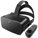 DESTEK V5 VR Headset für Handy,110°FOV 3D virtuelle realität Brille with Wireless Bluetooth Remote Control für iPhone 12/11/X/8/7, Samsung Huawei X
