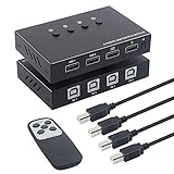 USB 2.0 KVM Switcher mit Fernbedienung 4 in 4 Out Port Sharing 4 Geräte USB Hub Box für Tastatur Maus Druck
