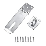 Lahviuu Vorhängeschloss Haspe,1pcs Edelstahl Schwerlast Vorhängeschloss Türschloss Hasp Schuppentürriegel Scharniere Riegelschloss Abschliessbar Überfalle Schloss(4 Zoll Silber)