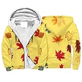 Hinfunees Maple Leaf Thanksgiving Kapuze Hoodie Fleece-Reißverschluss Stilsichere Sweatshirt Pullover Jungen Mädchen Plus Samt Sweatjacke Pockeds Kordelzug Kapuzenpullover White S