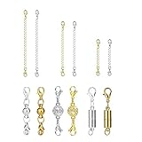 Foree 12 Stück Halskette Extender Kettchen, Verlängerung Kette Edelstahl, Edelstahl Halskette Extender, Geeignet für Heimwerker, Verlängern Sie die Länge der Halskette Oder des Armbandes(Gold Silber)