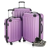 Hauptstadtkoffer - Spree - 3er-Koffer-Set Trolley-Set Rollkoffer Reisekoffer-Set Erweiterbar, TSA, 4 Rollen, (S, M & L), Flieder +Gepäckg