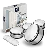 iwalou – Premium Türstopper Edelstahl [4er Set] - H: 60 mm - Durchmesser: 110mm - Tür Stopper Boden schwer & rutschfest – Gummiring&4Wandpuffer zum Schutz von Türen&W