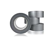 PROFI PANZERTAPE - 4 Rollen (200 Meter) - diffutec® POWER PERFORMANCE - 50 mm x 50 Meter je Rolle, stark klebend - handreißbar - Farbe: silbergrau - | Steinband | Panzertape | Reparaturb