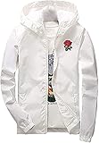 Veronca Men's Rose Floral Windbreaker Hooded Jacket Lightweight Casual Full Zip Flower C