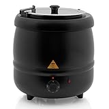 Zelsius Suppenkessel elektrisch 10 Liter mit herausnehmbarem Edelstahl Einsatz und Deckel | bis 80°C | schwarz | Suppentopf Suppenwärmer Thekenkessel Suppenwarmhaltebehälter für Büffet Catering G