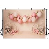 MEHOFOTO 2,1 x 1,5 m rosa Ballon Rose Blume Floral Geburtstag 1. Mädchen Baby Party Zubehör Dekoration Banner Fotostudio R