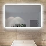 SONNI Badspiegel 100 x 60cm Badspiegel mit LED-Beleuchtung beschlagfrei Lichtspiegel LED Spiegel Wandspiegel mit Touch-Schalter kaltweiß IP44 energiesp