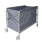 GHCXY Bewegliche Wagen, Haushaltsservice-Wagen-Grau-Klappwäscherei-Sortierwagen Mit Beweglichen Oxford-Tuch-Taschen, Schwerlasträderwagen Trolley Für Kleidung/Grau Blau/Set * 2